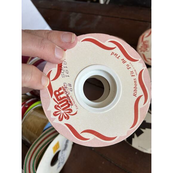 VTG Christmas Holiday Gift Wrapping PLAID Ribbon Rolls RED GOLD Satin Lot 10 - Picture 8 of 15